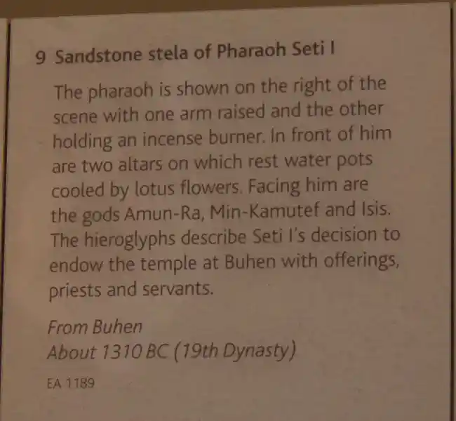 Sandstone stela of Pharaoh Seti I